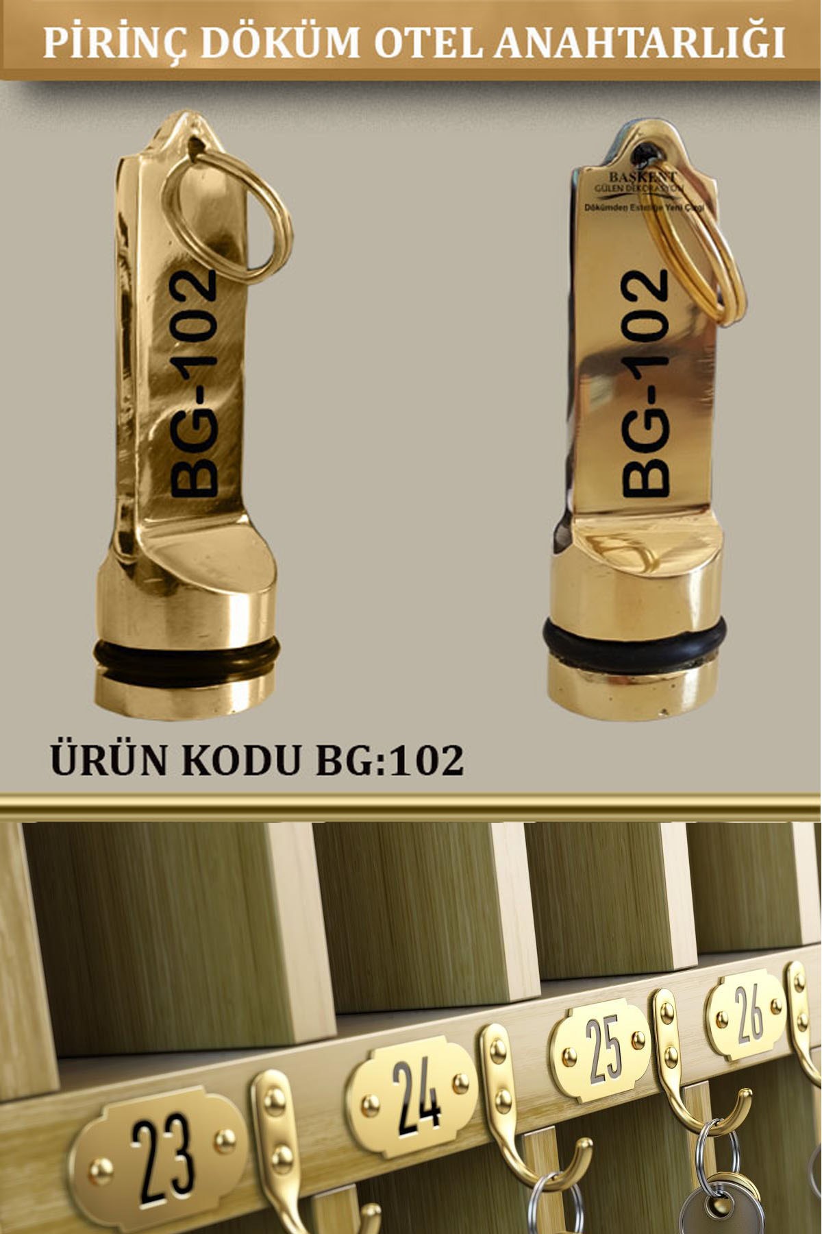 BG-102 Pirinç Döküm Otel Anahtarlığı