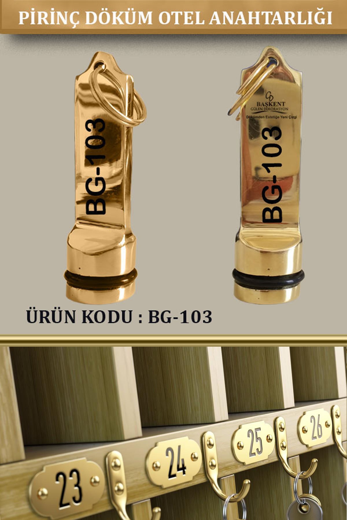 BG-103 Pirinç Döküm Otel Anahtarlığı