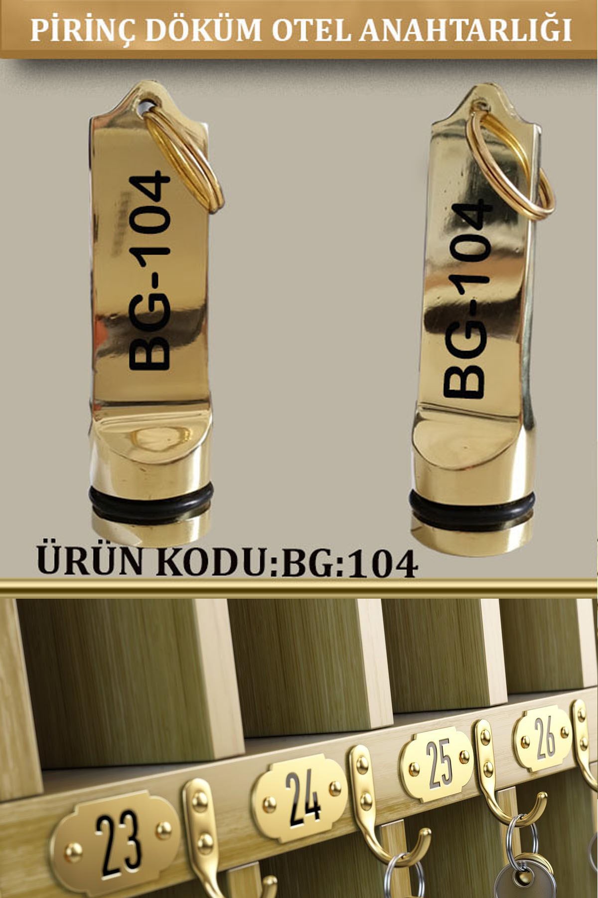 BG-104 Pirinç Döküm Otel Anahtarlığı