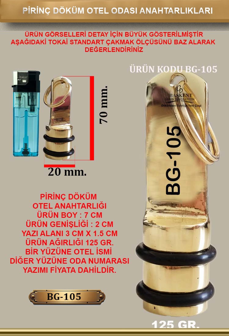 BG-105 Pirinç Döküm Otel Anahtarlığı