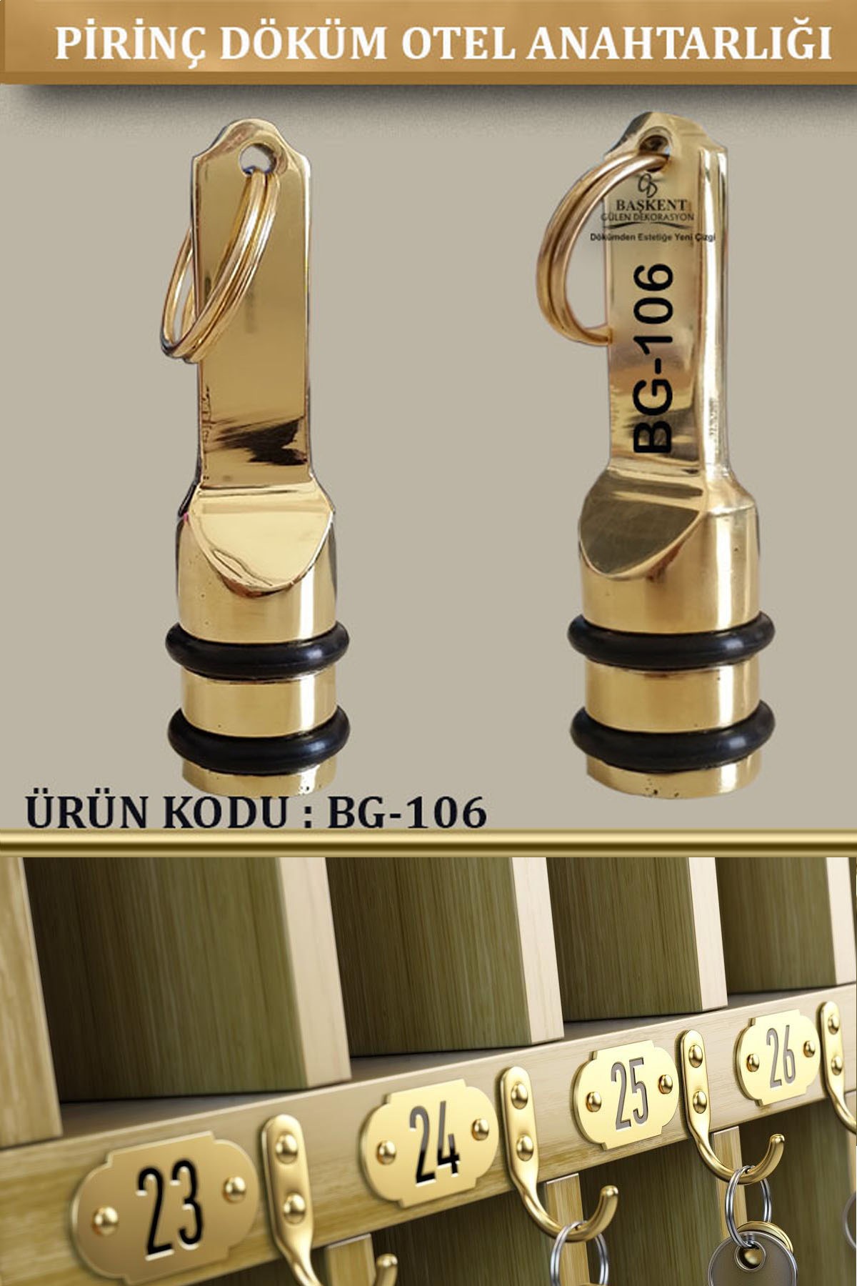 BG-106 Pirinç Döküm Otel Anahtarlığı