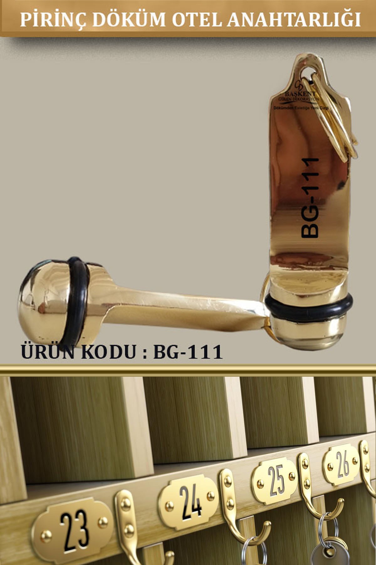 BG-111 Pirinç Döküm Otel Anahtarlığı