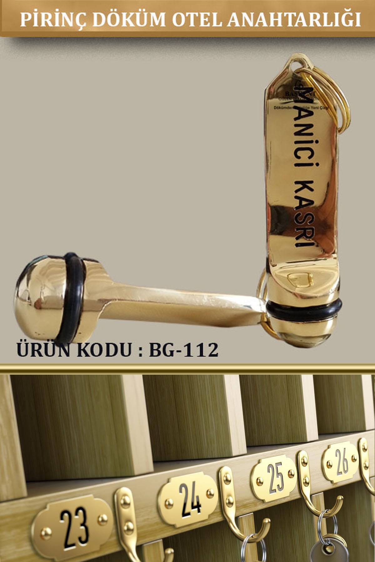 BG-112 Pirinç Döküm Otel Anahtarlığı