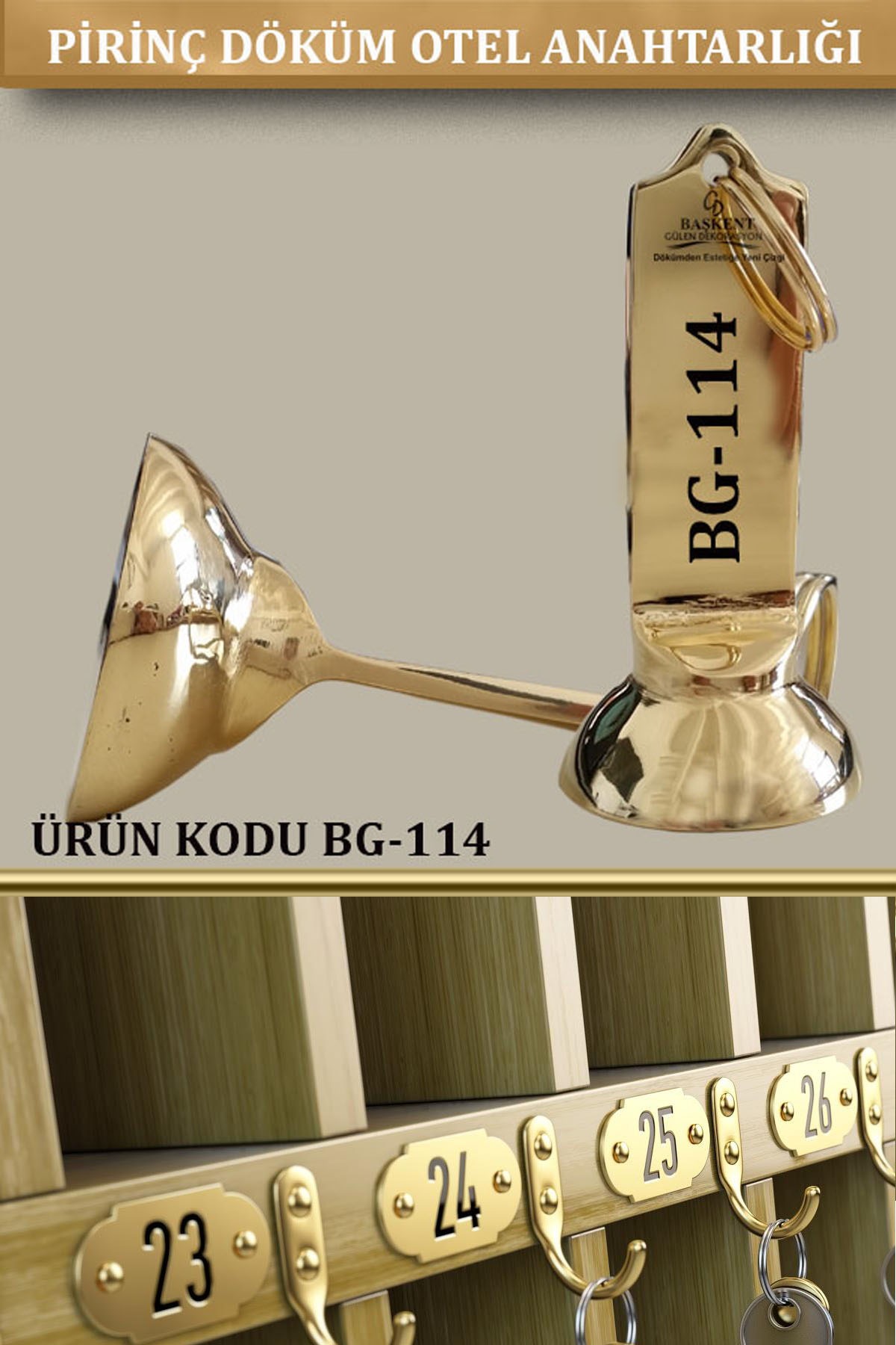 BG-114 Pirinç Döküm Otel Anahtarlığı