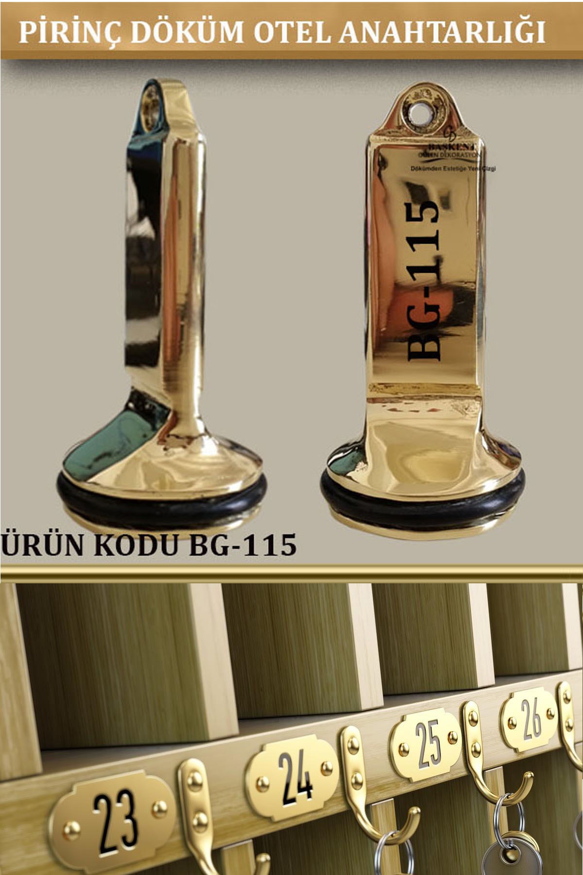 BG-115 Pirinç Döküm Otel Anahtarlığı
