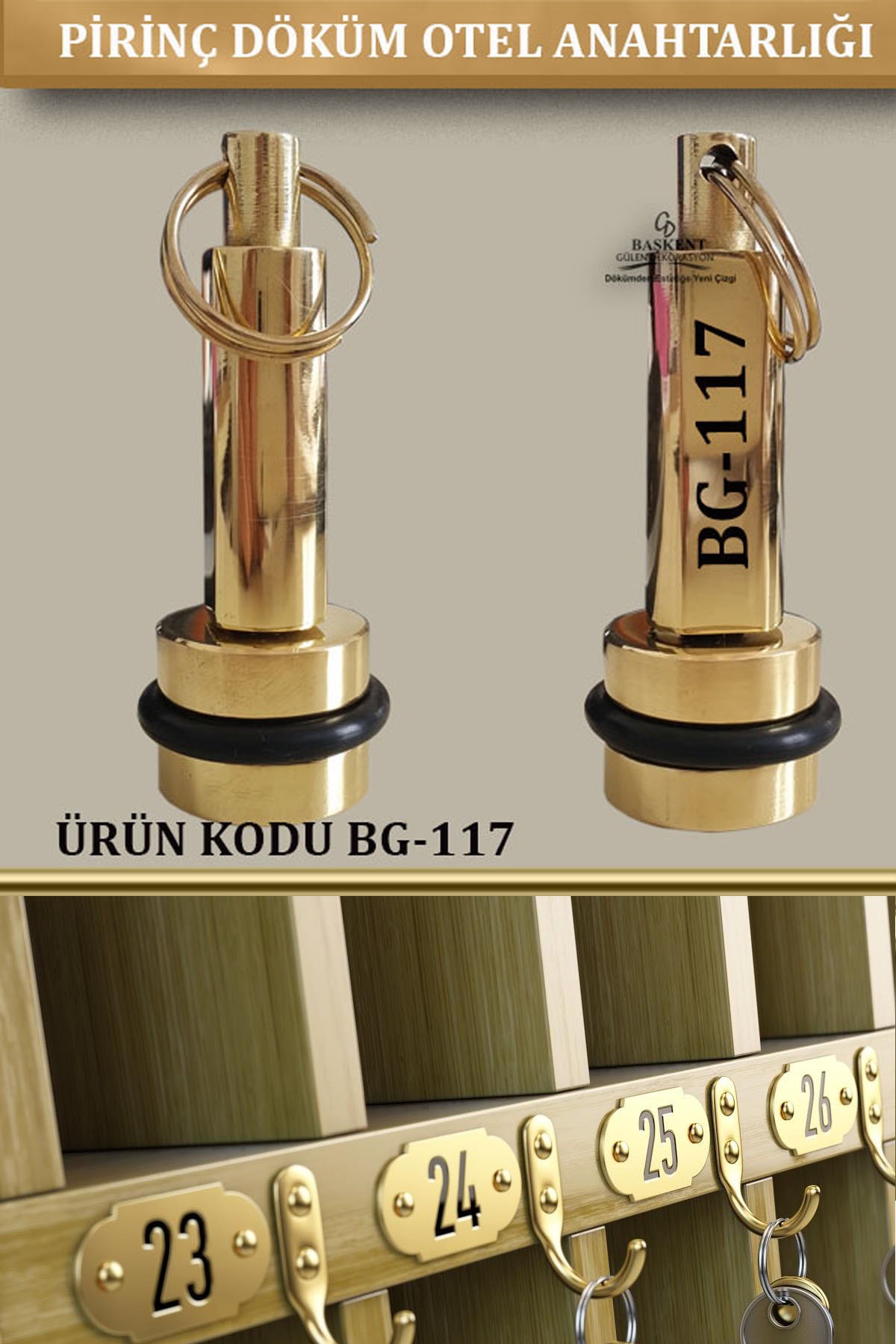 BG-117 Pirinç Döküm Otel Anahtarlığı