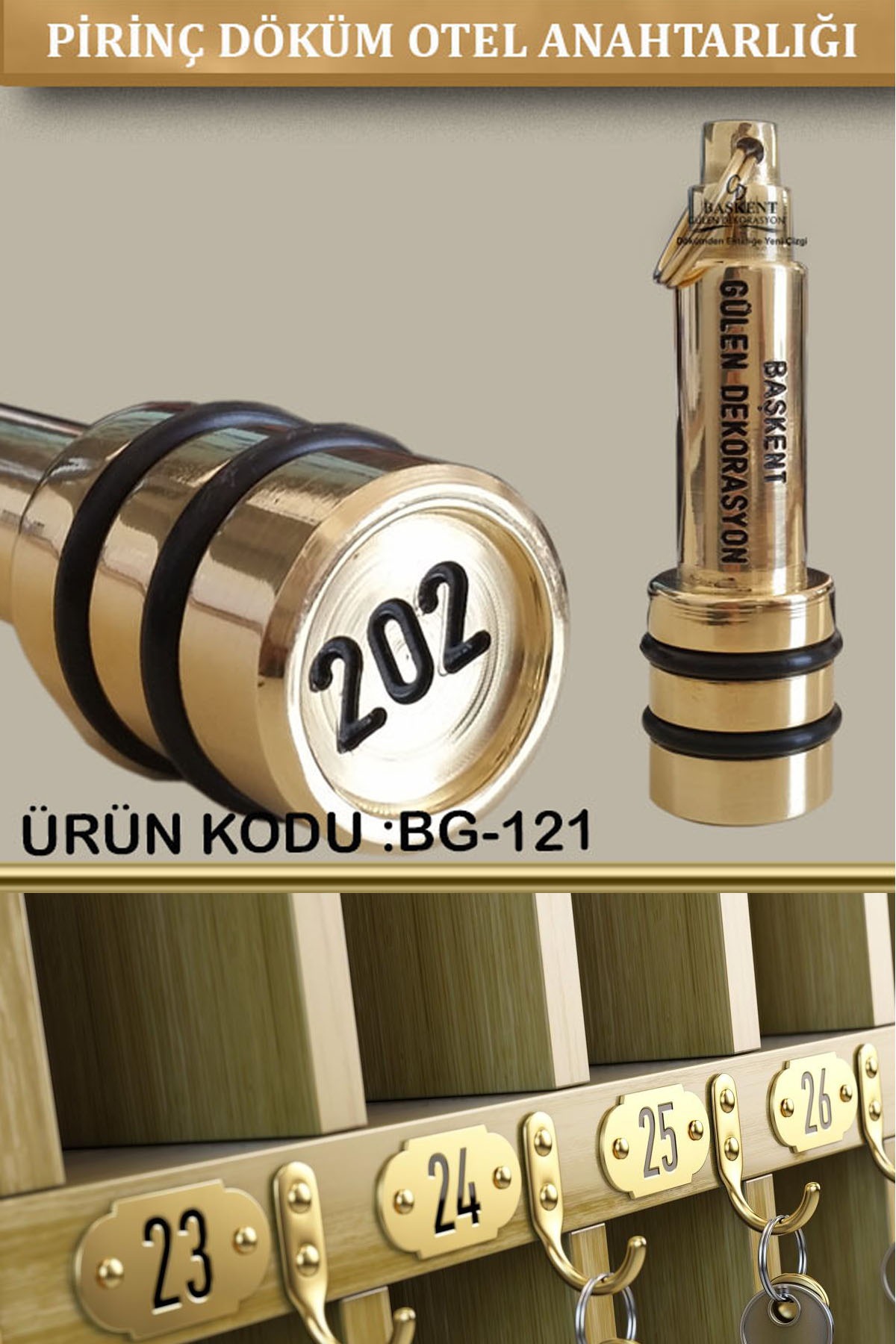 BG-121 Pirinç Döküm Otel Anahtarlığı