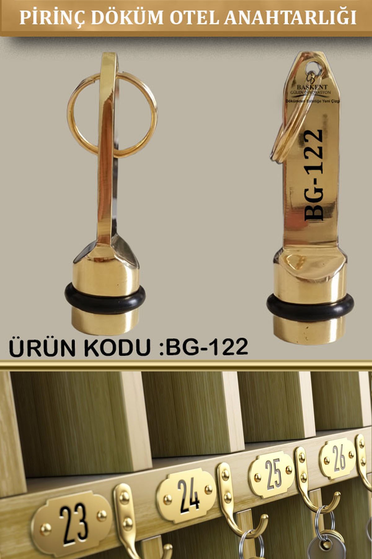 BG-122 Pirinç Döküm Otel Anahtarlığı