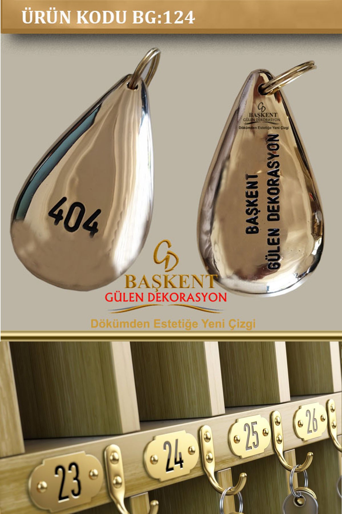 BG-124 Pirinç Döküm Otel Anahtarlığı